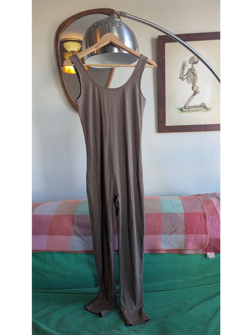 OZMA of California Tencel Rib Tank Unitard - Taupe